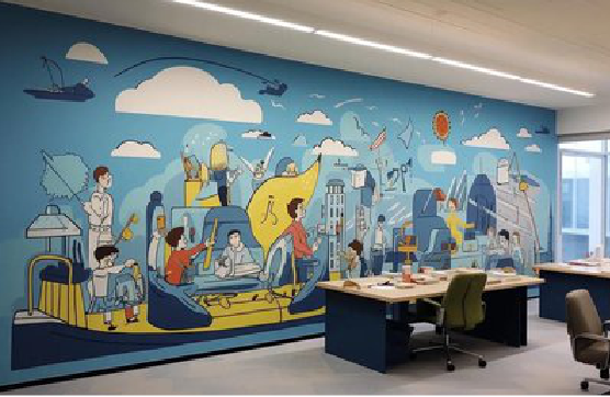 常山办公室墙绘的特点。